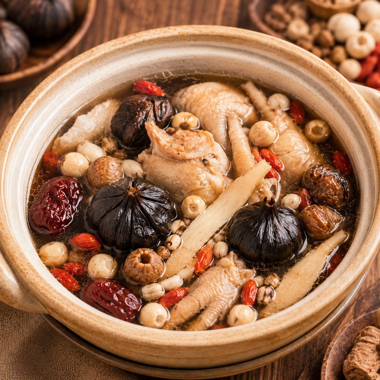 黑蒜炖鸡汤