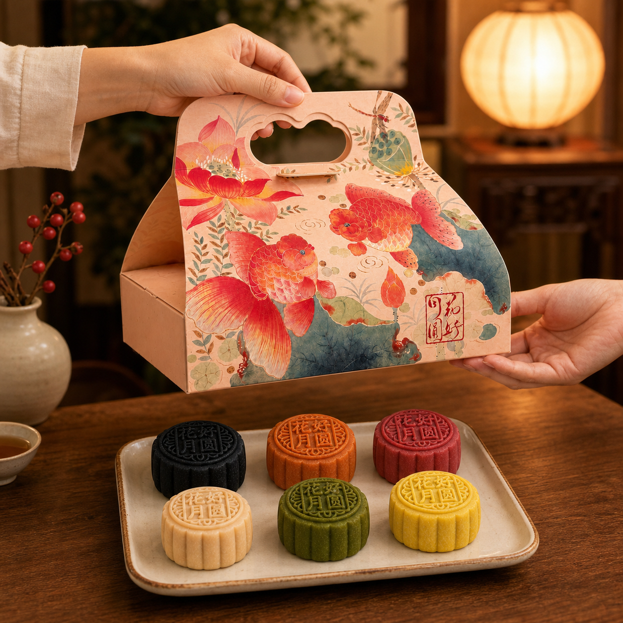 6-piece Six Nations Bird's Nest Mooncake Gift Box gallery image